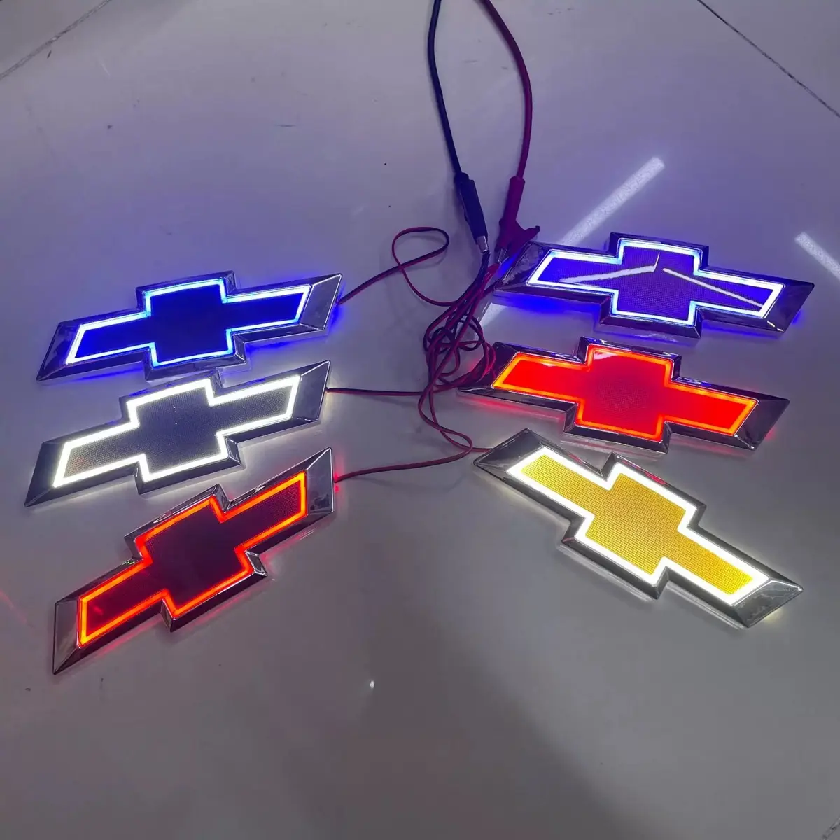 5D LED Glow Car Emblem Badge for Chevy Cruze Malibu Impala, Light Up Rear Trunk Logo, Waterproof Auto Exterior Accessory (White/Red/Blue)