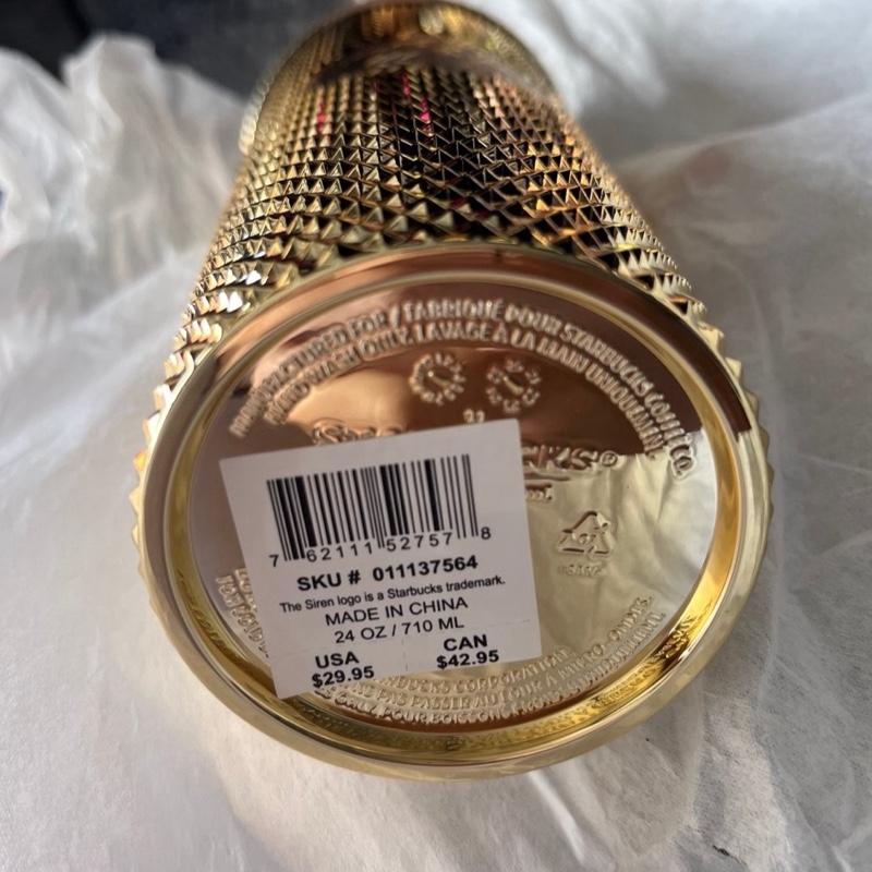 Starbucks New Holiday Gold USA Bling Studded Venti 24oz Tumbler