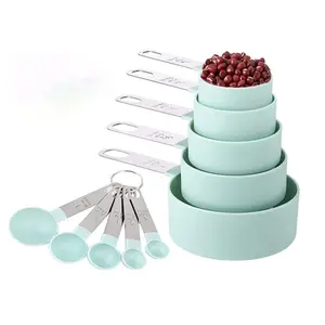 Kitchen Utensils Set 10-Piece, Stackable Stainless Steel Measuring Cups, Ideal for Dry & Liquid Ingredients Measurement