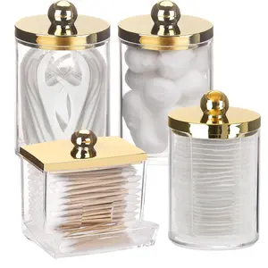 2/3/4 Pcs Cotton Swab Holder Bathroom Container, 10/7 Oz Cotton Ball Dispenser with Lid, Storage Box Organizer, Storage Bottles