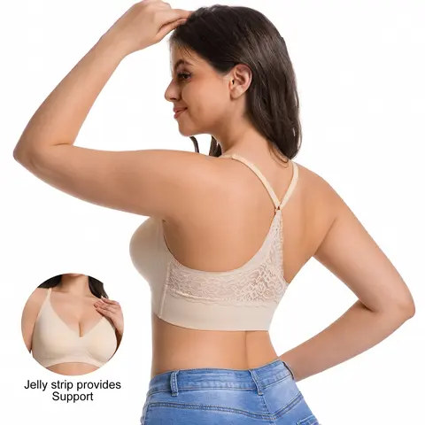 Lusait Women's Seamless Wireless Lace Bralette - Underwear for Women, Buttery Soft Breathable Fabric, Anti-Slip Adjustable Straps, Lightweight, Triangle Back, Quick Pullover, Feminine Aesthetic, Casual Basic Everyday Bra (Mother's Day Gift Pick)