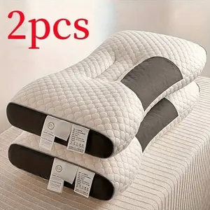 2PCS Pillows For Sleeping Neck Support Large Soft Soft Knitted SPA Massage Neck Couple Pillow - Adjustable Ergonomic Orthopedic Contour Support, High Quality Pillow Core, Removable Cover For Sleeping Comfort Zipper Closure Comfortable For All Seasons
