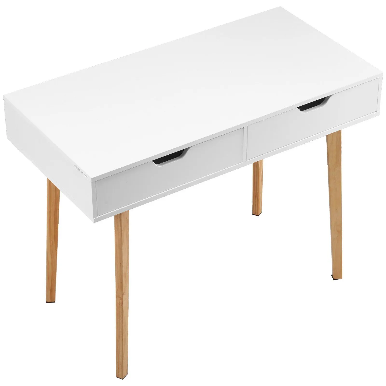 VEVOR MDF & Wood Kids Computer Desk with Extra Drawer, Small Rectangle Office Desk, Simple Storage Furniture for Bedroom Use, White + Wood Finish