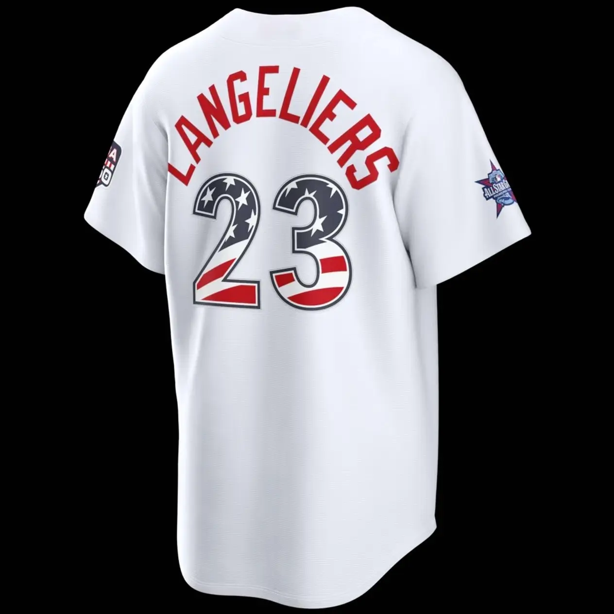 Unisex Baseball 2026 Ath Langeliers 23 Jersey 2026 All-Star Edition Stars & Stripes Cream Stadium Jersey
