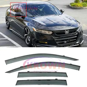 FITS 2018-2022 HONDA ACCORD JDM TINTED WINDOW VISOR CLIP-ON RAIN GUARD W/ BLACK TRIM