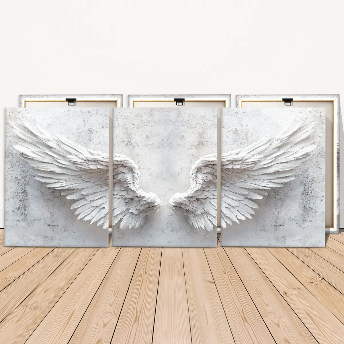 Three Wooden Frame Art Prints, Angel Wings, Modern Wall Decor, Waterproof, Perfect for Living Room, Fashionable Home Poster, Aesthetic Wall Decor, Decoration Items