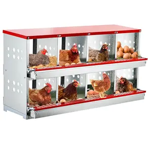 Garvee 8 Compartment Metal Chicken Nesting Boxes – Roll Out Feature, Heavy Duty Nest with Perch for Hens & Ducks, Durable Egg Laying Box, Ideal for Backyard Poultry