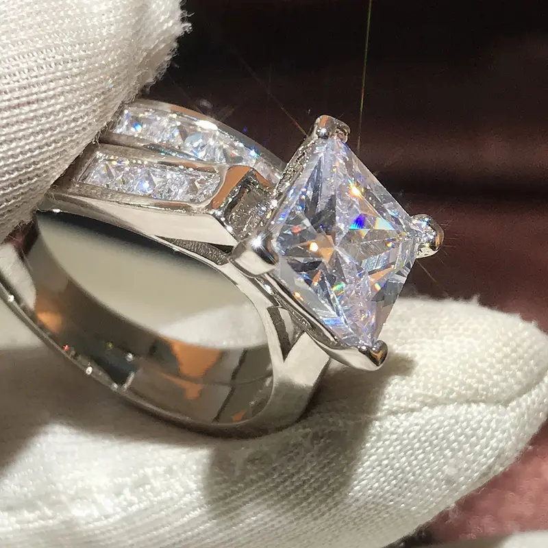 Elegant Artificial Zircon Sparkling Decorated Square Shaped Ring, Fashion Accessories for Women, Trendy Versatile & Exquisite Jewelry for Birthday Gifts, Stackable Rings, Beautiful Rings, Ring Set, Stackable Promise Ring