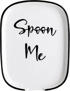 Ceramic Spoon Rest for Stove Top, Large Spoon Holder for Kitchen Counter, White Coffee Spoon Rest, Heat-Resistant Cooking Utensil Rest, Modern Farmhouse Kitchen Décor