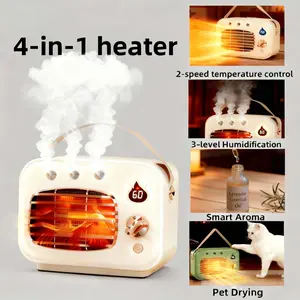 Pet dryer, Diffuser, Humidifier, 4 In 1 Small Portable Space Heater – Indoor Electric Mini Table Heater, Overheat & Tipping Protection for Office Garage Home  heater