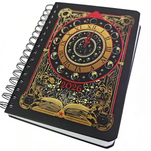 2026 Magic Book Clock Moon Phase Weekly Planner, Gothic Vintage Notebook, Mystic Witchy Journal for Daily & Weekly Planning, Ideal Workbook Journal for Mystical Enthusiasts