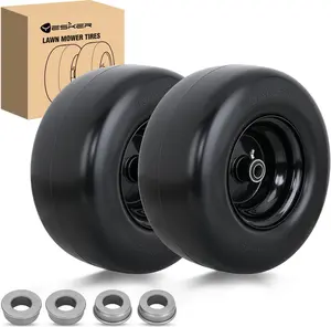 Yesker 13x6.50-6 Solid Lawn Mower Tires, 13" Flat-Free Polyurethane Tire with 3/4" Axle Bore & 3.25" Hub Length, Airless Replacement Wheels for Riding Lawn Mowers, 2 Pack