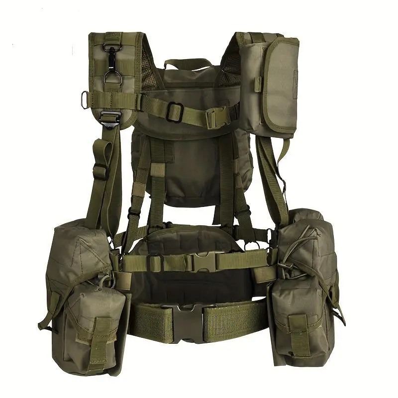 Camouflage Tactical Vest - Military-Style Woven Polyamide Sports Vest with Compression Fit, Integrated Backpack for Hunting, Paintball & Workout Equipment Use, Vests, Walking