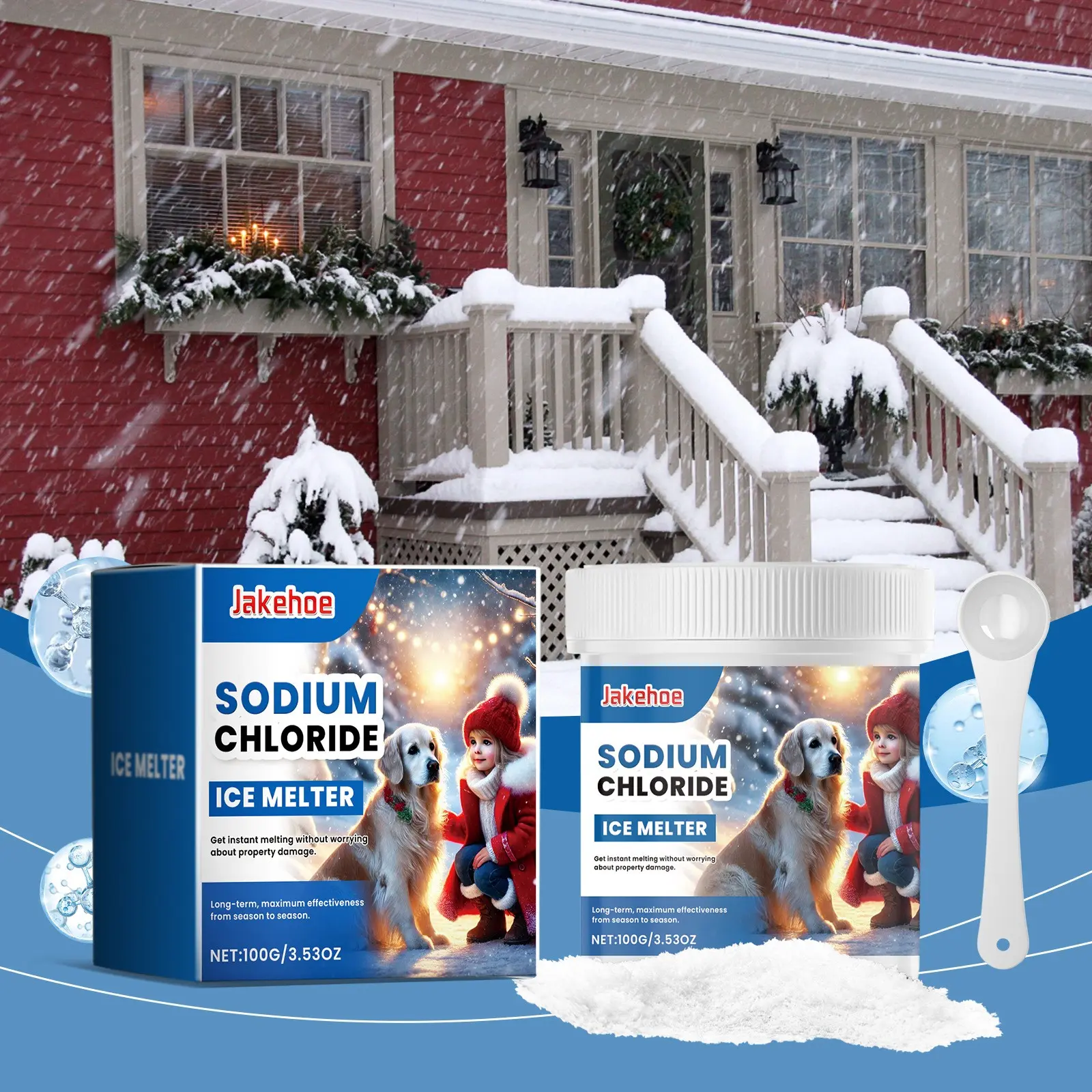 Pet-Friendly Deicer for Winter Concrete Floors & Streets, Safe Snow Melter for Pets, Ideal for Outdoor Use, Easy Application