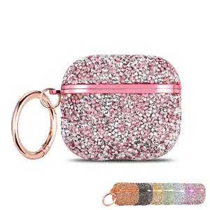 Case Compatible with Airpods 1/2/3/4 pro 2/3 with Keychain,Shockproof Protective Premium Bling Rhinestone Cover Skin for Airpods 1/2/3/4 pro 2/3 Charging Case