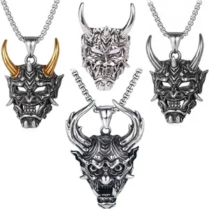 4 count  Prajna Mask Necklace - Men's  Samurai Pendant Accessories