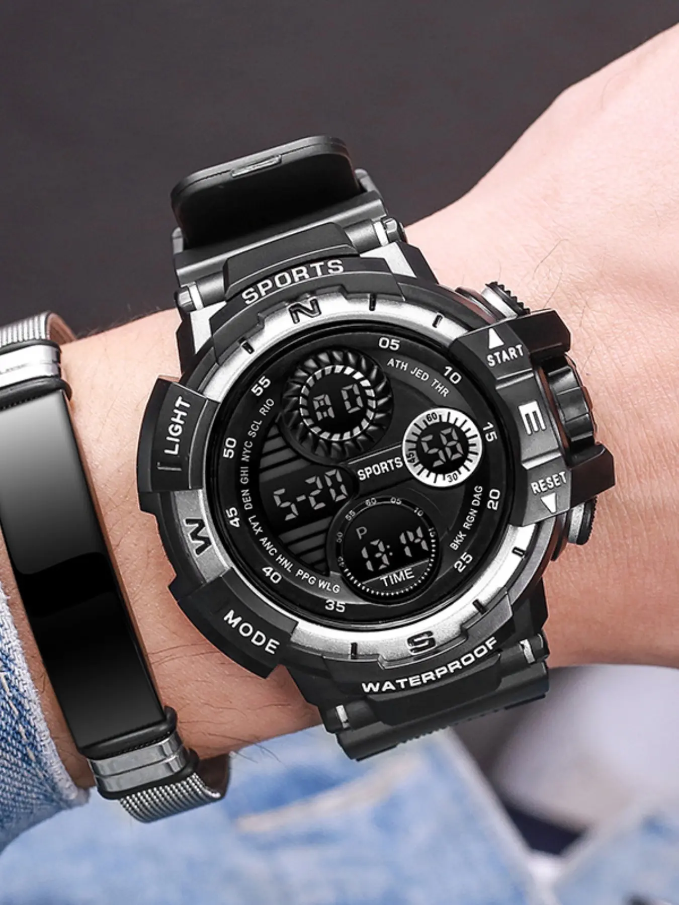 New Fashion Outdoor Korean Style Watch, Trendy Large Dial Sports Watch Casual Watch for Men Women Students, Waterproof Children Electronic Watch, Wristwatch, Stylish Watch