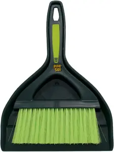 Mini Dustpan and Brush Set | Nesting Snap-On Design | Portable, Compact Dust Pan and Hand Broom for Cleaning, Green