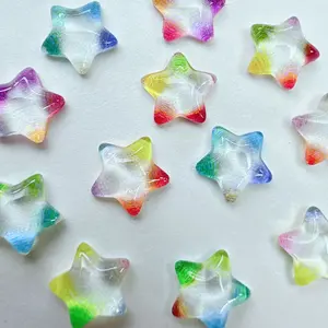 30/50/100pcs Ice Transparent Star Colorful Pentagram DIY Nail Art Accessories, Phone Case Decorations, Photo Frame Crafts