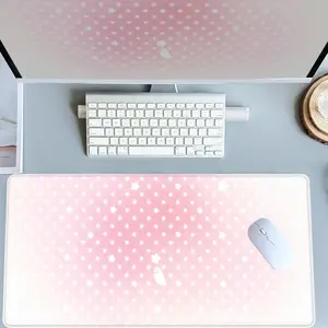 Pink Polka Dot Star Mouse Pads Gaming Mouse Pad Extended Mouse Pad Computer Desk Mat Gaming Desk Accessory Office Desk Accessories with Non - Slip Rubber Base Stitched Edges Surface, Sweet & Playful Design for PC Gamers, Office Workers & Home Use