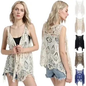 WoodBerry Women's Open Front Crochet Vest Bohemian Hippie Butterfly Cardigan Coverup Boho Oversized Summer Beach Sweater Tops