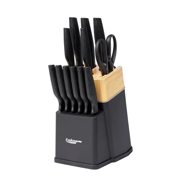 Eyeknow 13-Piece High Carbon Stainless Steel Knife Block Set, Ultra Sharp Ergonomic Knives, Dishwasher Safe, Ideal for Daily Cooking & Holiday Gift Giving