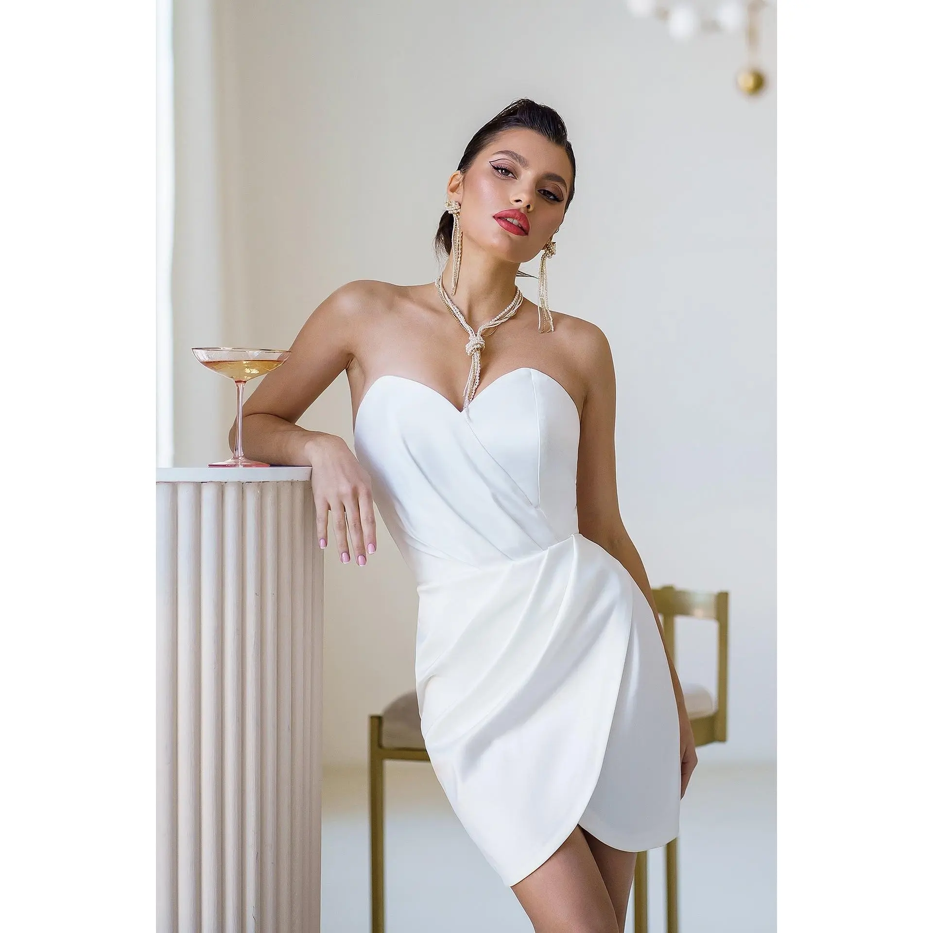 White Satin Strapless Mini Dress - TikTok Shop White Satin Strapless Mini Dress - TikTok Shop