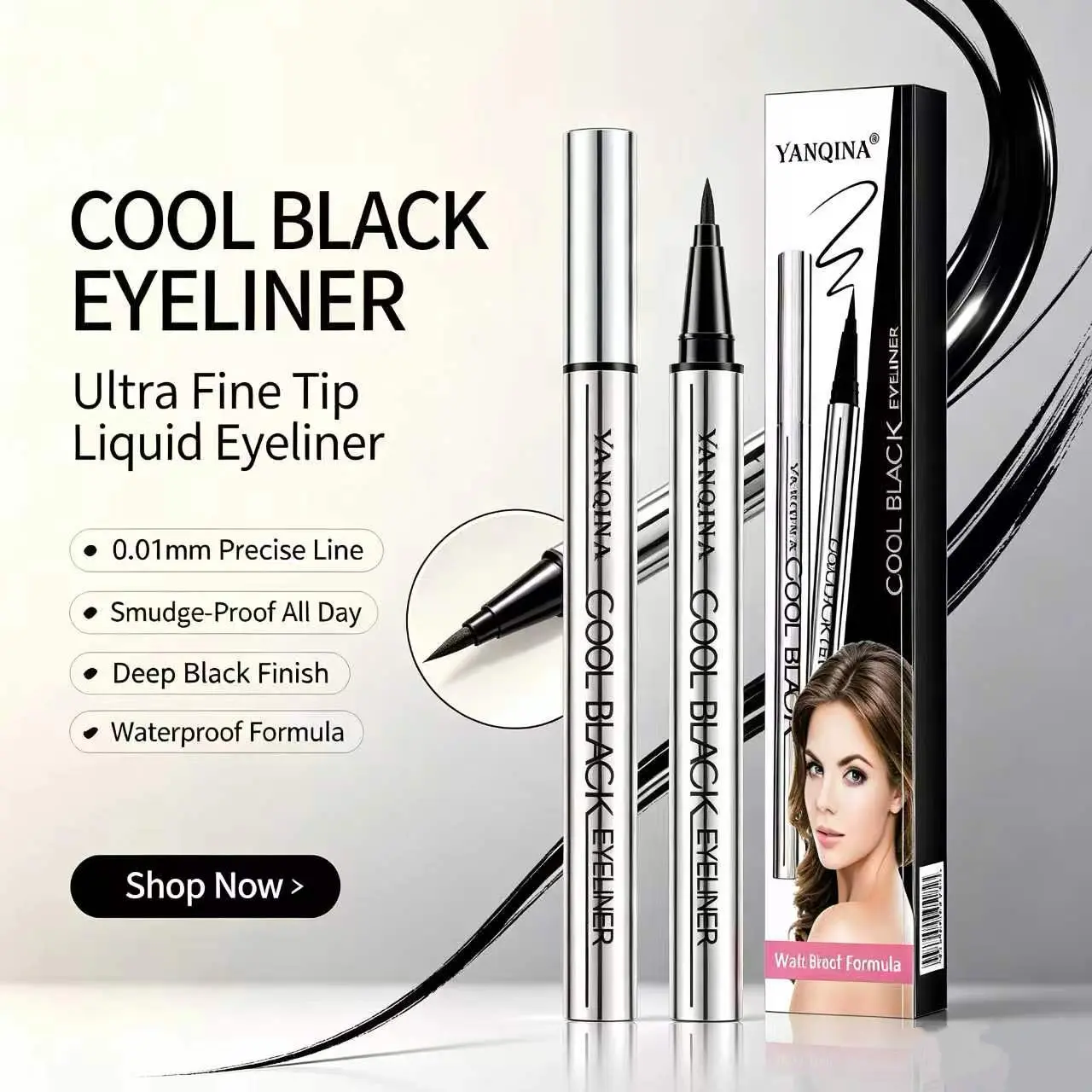 【YANQINA】 Natural Wing Eyeliner Pencil - 24-Hour Waterproof, long-lasting Quick-Drying, Smudge-Proof, Smooth Application, Lightweight, Vegan, micro liner Cruelty-Free for Everyday Waterline color peel Makeup