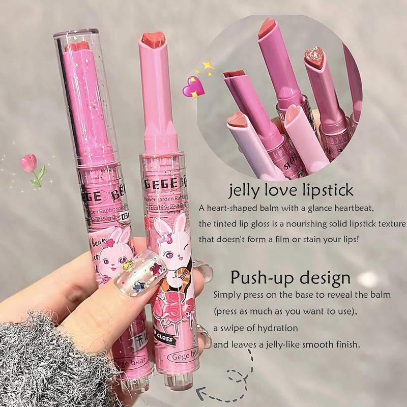 3 Pcs Colors Jelly Lipstick Gift Set, Tinted Heart Shape Lip Stain Lip Gloss, Mirror Hydrating Jelly Love Lipstick, Moisturizing Tinted Lip Balm, Vivid Color Glossy Lip Makeup for Girls (A)