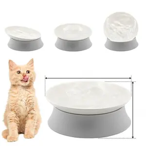 Elevated Cat Bowls, Raised Food Dishes with Silicone Base and Adjustable Shallow Plates for Indoor Cats