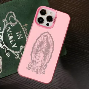 Virgin Mary Pattern Shockproof Phone Case for iPhone 7 8 X XR 11 12 13 14 15 16 17 Pro Max Plus AIR 17E Protecitved Cover Affordable Christian Simple Shell