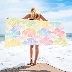 Comfortable Quick-Dry Beach Towel, Plaid Pattern, Digital Print, Ideal for Beach, Pool, Living Room, Camping, Perfect Gift