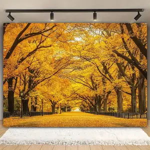 Autumn Maple Trees Backdrop - Multi-Use Polyester, Fall Forest Theme for Thanksgiving, Birthday, Wedding, and Family Cake Table Supplies Home Anniversary Decoration Decorating Banners Ornaments