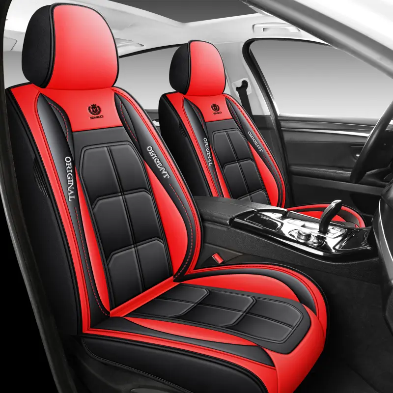 Chevy Silverado 2500 Car Seat Cover - Red and Black PU Leatherette, Original Logo, Comfortable Design, Interior Upgrade for Automotive Driving Enhancement, Seat Cover Solutions