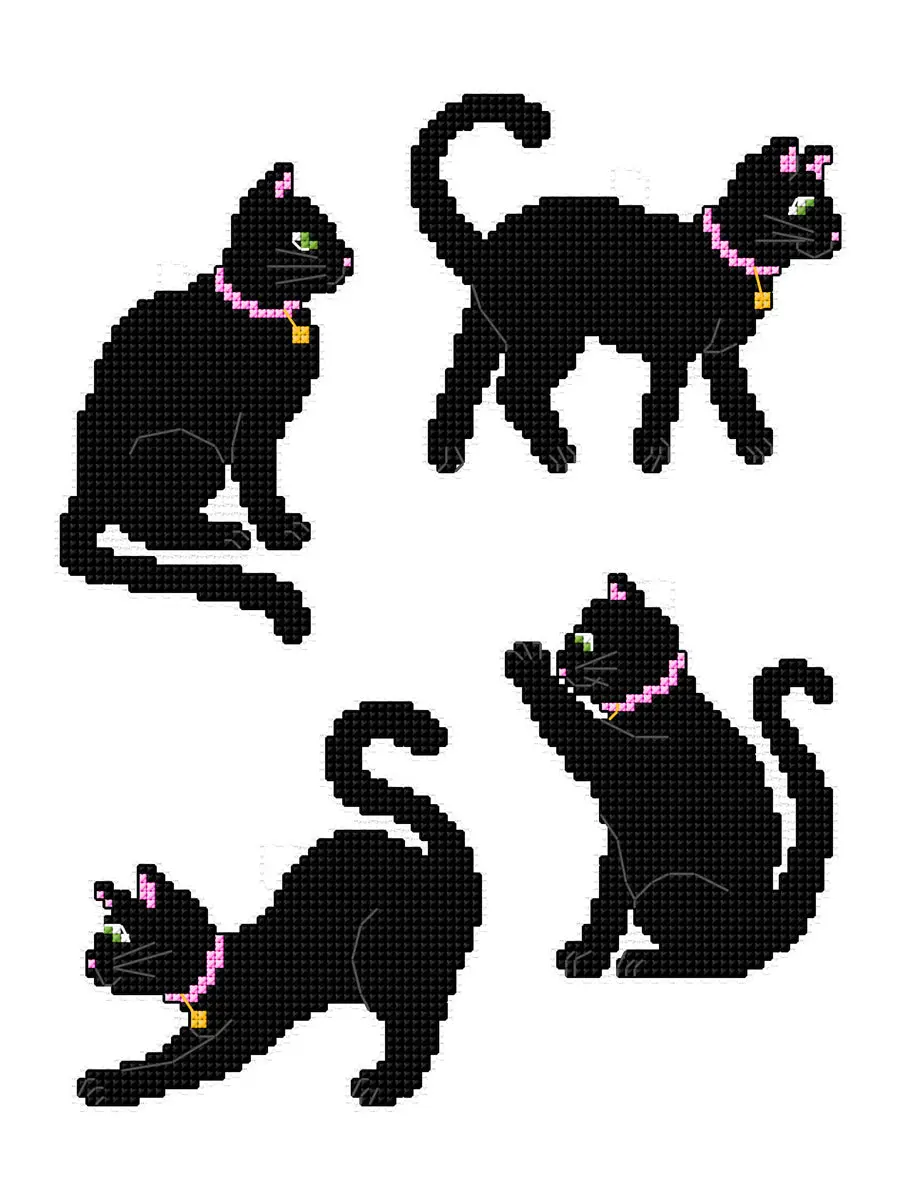 Black Cats Counted Cross Stitch Kit by Crafting Spark 199CS