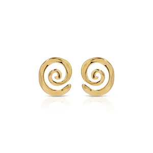 Ettika Aura Swirl Stud Earrings – 18k Gold & Silver Plated Brass Mini Studs for Everyday Elegance