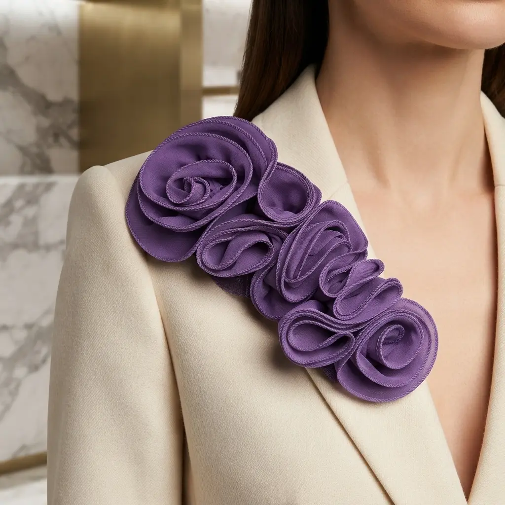 4-Piece Multi-Color Organza Rose Mesh Appliqué Patches (29cm/11.42in), Handmade Strips for Sleeveless Formal Dresses’ Shoulder & Bust Flowers, Festive Home Supplies Dress Embellishment