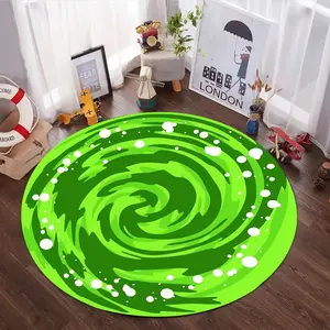 Green Vortex Round Rug, Washable Non-Slip Swirl Circular Mat Suitable for Living Rooms Bedrooms Bathrooms kitchen Home Decor