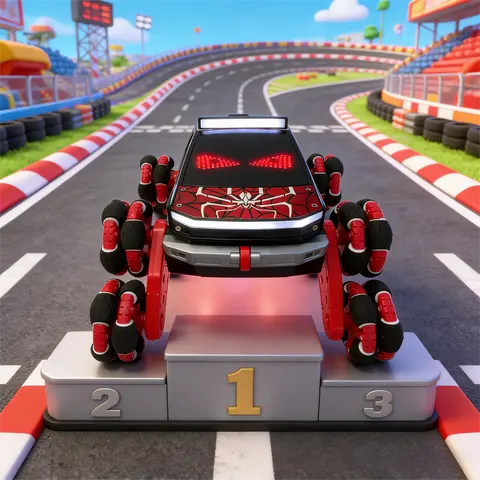 Summervibes Nikuku 8-Wheel 8WD RC Stunt Drift Car - 2.4Ghz Hand/Gesture-Sensing Remote Control, 2x800mAh Rechargeable Batteries, ABS Plastic-Metal Build, Spray & Light-Music Show, Gravel-Ready Toys for Boys, Perfect Gift for Ages 6-12