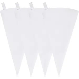 4 Pack 16"  Pastry Piping Bags, Cloth Cake Decorating, White Cloth Frosting Bags, Icing Piping Bags Decorating Bags Icing Frosting Bags, White Hangable Piping Bags