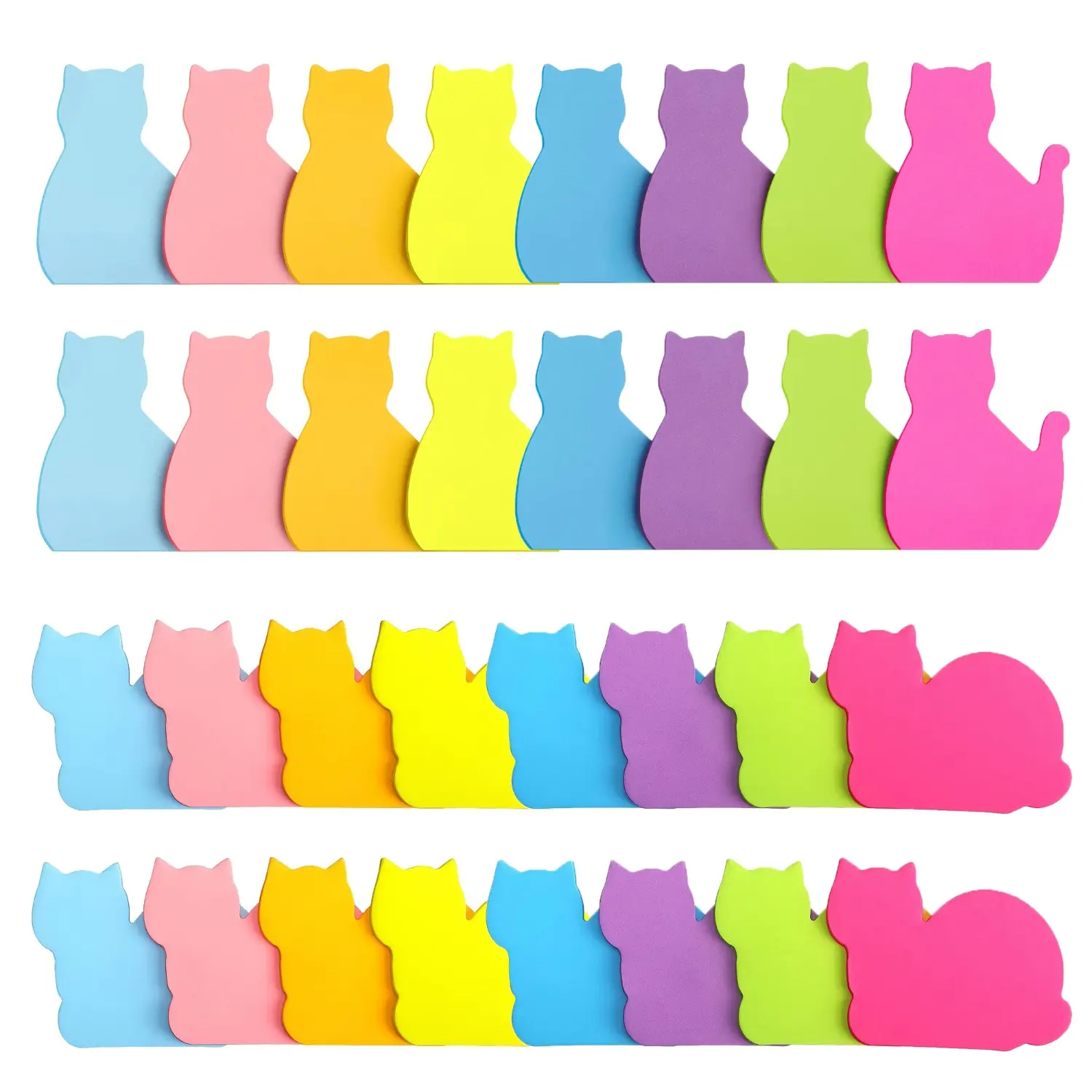 Assorted Color Cute Cat Self-Adhesive Sticky Notes Set - 960 Sheets, 8 Bright Colors, 3x3 in Premium Paper, Removable Labels Easy Peel Off, Reusable Office Accessories for Office, School