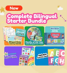 Complete Bilingual Starter Bundle - Includes Card Set, Posters, Letter and Sound Alphabet Cards, Sticker Coloring Calendar, Letter and Sound Alphabet Cards & Months of the Year Jumbo Bilingual Floor Puzzle