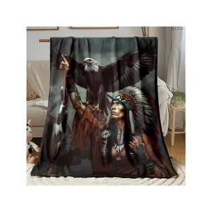 1pc Native Blanket - Heavyweight 280GSM Flannel - Warm BrownRed/ - Large Couch, Bed, Camping Throw - All-Season Indoor/Outdoor Use - Home, Travel, Or Cultural Decor - Available In 30x40in, 50x60in