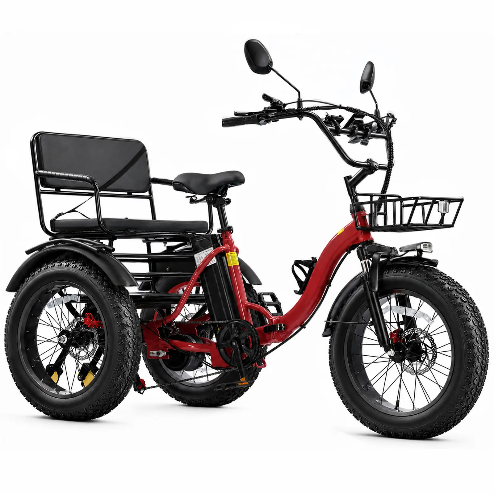 Adult Folding Electric Tricycle, 1350W 20-Inch Fat-Tire Bikes with 7 Speed Gears, 48V 15.6Ah Detachable Lithium-Akku, Pedal & Walking Assist Modes, All-Terrain Wheels, Folding Bikes