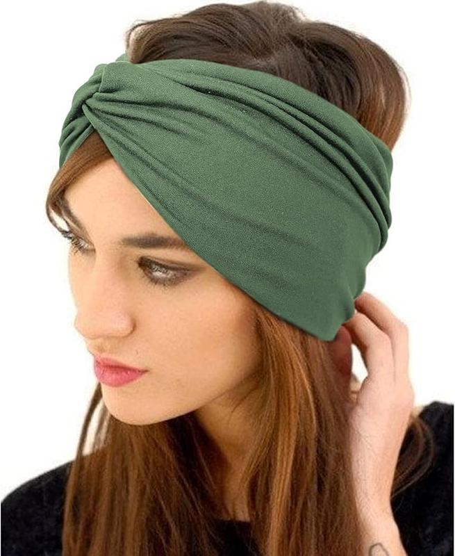 10PCSWide African Stretch Headbands in Assorted Colors for Women's Fashion Accessories 95% Polyester 5% Spandex Soft Breathable Turban Headbands for Home Work Sports 8.66inchX4.33inch
