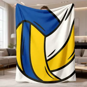 2026 New Arrival Flannel Blanket Round Small Blanket Volleyball Suitable for All Seasons Polyester Fiber Blanket, Digital Printing, Soft and Warm, Suitable for Bed, Travel, Camping, Living Room, Office, Sofa, Chair