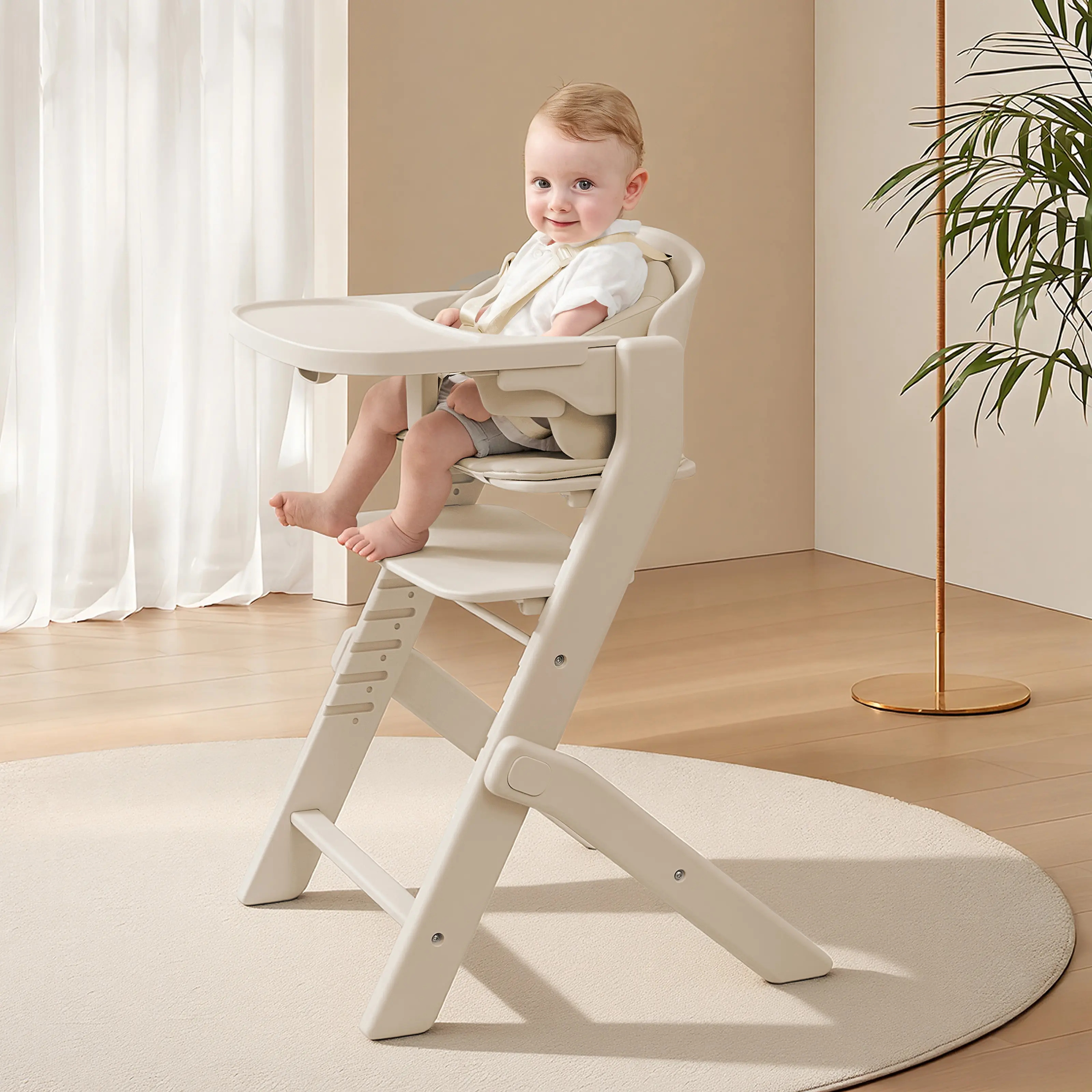 3 in 1 Baby High Chair, Convertible High Chairs, Washable Dining Booster Seat, with Soft Cushion & 5 Point Harness, for 6 Months to 220 Lb, for Babies and Toddlers, Portable and Easy Operation
