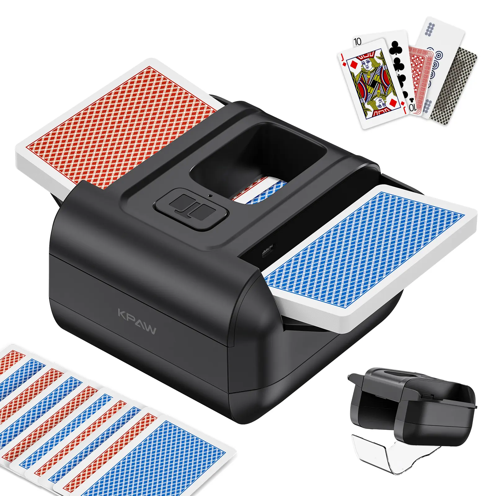 2-Deck Rechargeable Automatic Card Shuffler Machine - Low Noise, Compact, Dual Modes, Smooth Shuffling Experience for Standard Playing Cards, Family Use