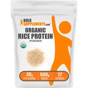 BulkSupplements - Organic Rice Protein Powder - Muscle Recovery - Digestive Support - 500g - 30g per Serving