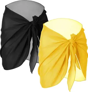 2 Pieces Sarong Coverups for Women Bathing Suit Wrap Swimsuit Skirt Beach Bikini Cover up Swimwear Chiffon